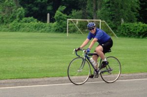 Riding the Cannondale road bike in 1996